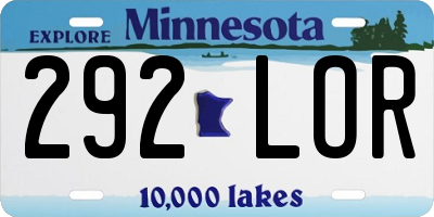 MN license plate 292LOR