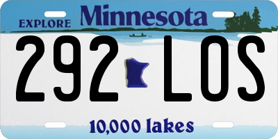 MN license plate 292LOS