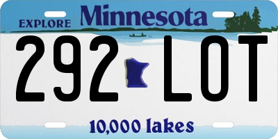 MN license plate 292LOT