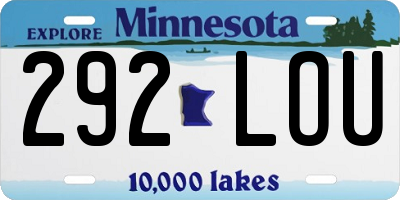 MN license plate 292LOU