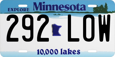 MN license plate 292LOW