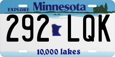 MN license plate 292LQK