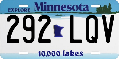 MN license plate 292LQV