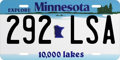 MN license plate 292LSA