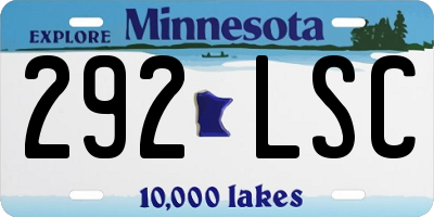 MN license plate 292LSC