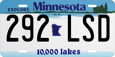 MN license plate 292LSD