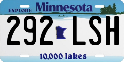 MN license plate 292LSH