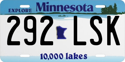 MN license plate 292LSK