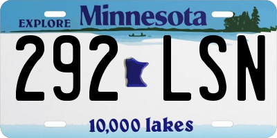 MN license plate 292LSN