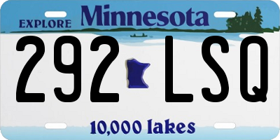 MN license plate 292LSQ