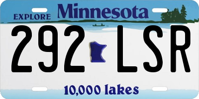 MN license plate 292LSR