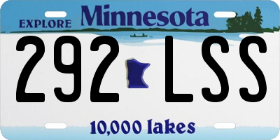 MN license plate 292LSS