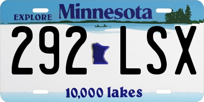 MN license plate 292LSX