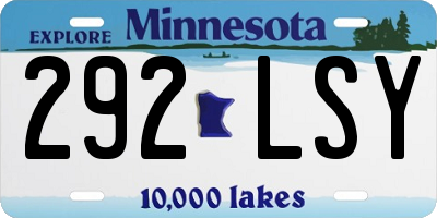 MN license plate 292LSY