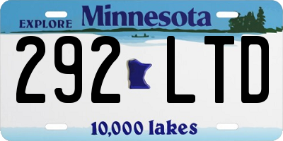 MN license plate 292LTD