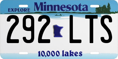 MN license plate 292LTS
