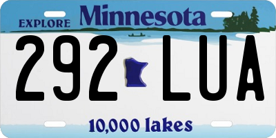 MN license plate 292LUA