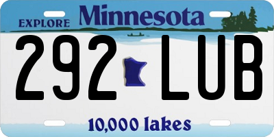 MN license plate 292LUB