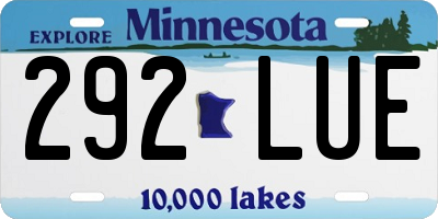 MN license plate 292LUE