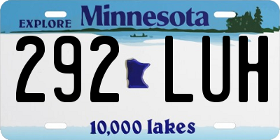 MN license plate 292LUH