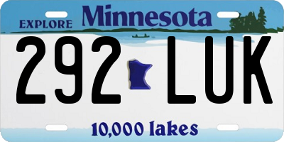 MN license plate 292LUK