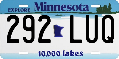 MN license plate 292LUQ