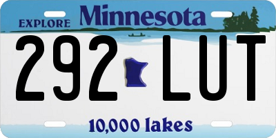MN license plate 292LUT