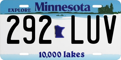 MN license plate 292LUV
