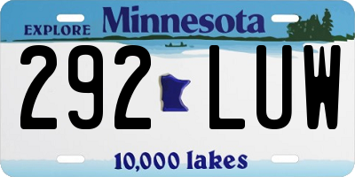 MN license plate 292LUW