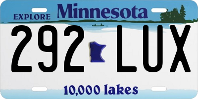 MN license plate 292LUX