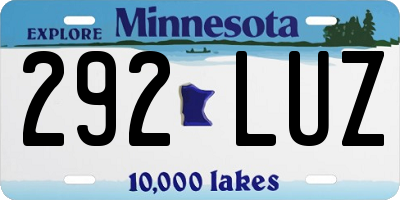 MN license plate 292LUZ