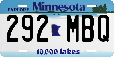 MN license plate 292MBQ