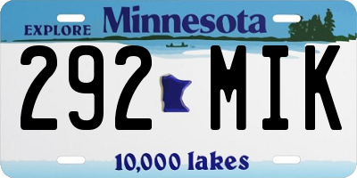 MN license plate 292MIK