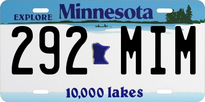 MN license plate 292MIM