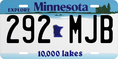 MN license plate 292MJB