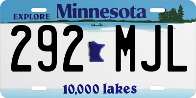 MN license plate 292MJL