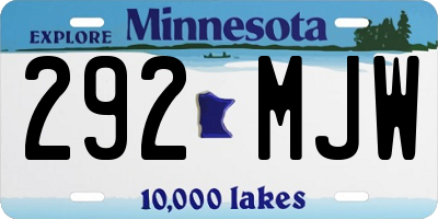 MN license plate 292MJW