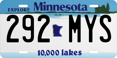 MN license plate 292MYS