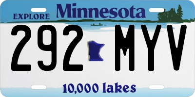 MN license plate 292MYV