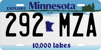 MN license plate 292MZA