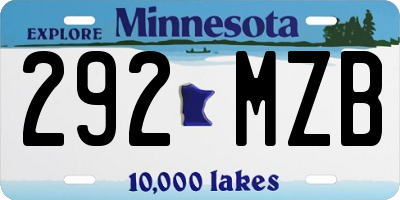 MN license plate 292MZB