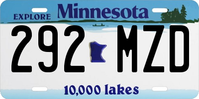 MN license plate 292MZD