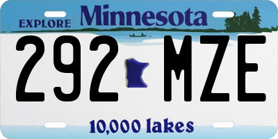 MN license plate 292MZE