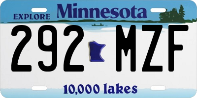 MN license plate 292MZF
