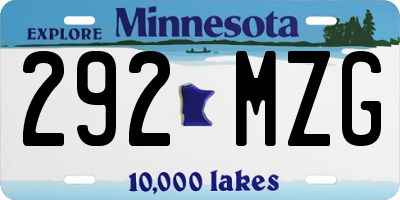 MN license plate 292MZG