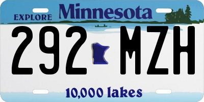 MN license plate 292MZH