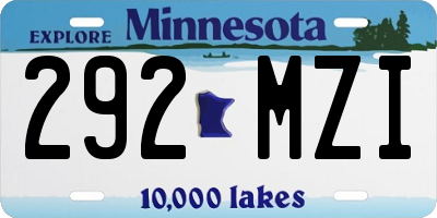 MN license plate 292MZI