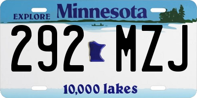MN license plate 292MZJ
