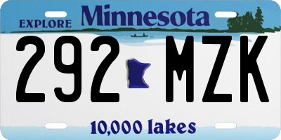 MN license plate 292MZK