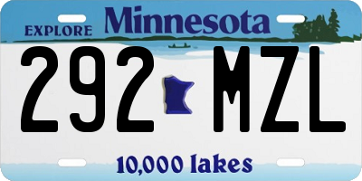 MN license plate 292MZL